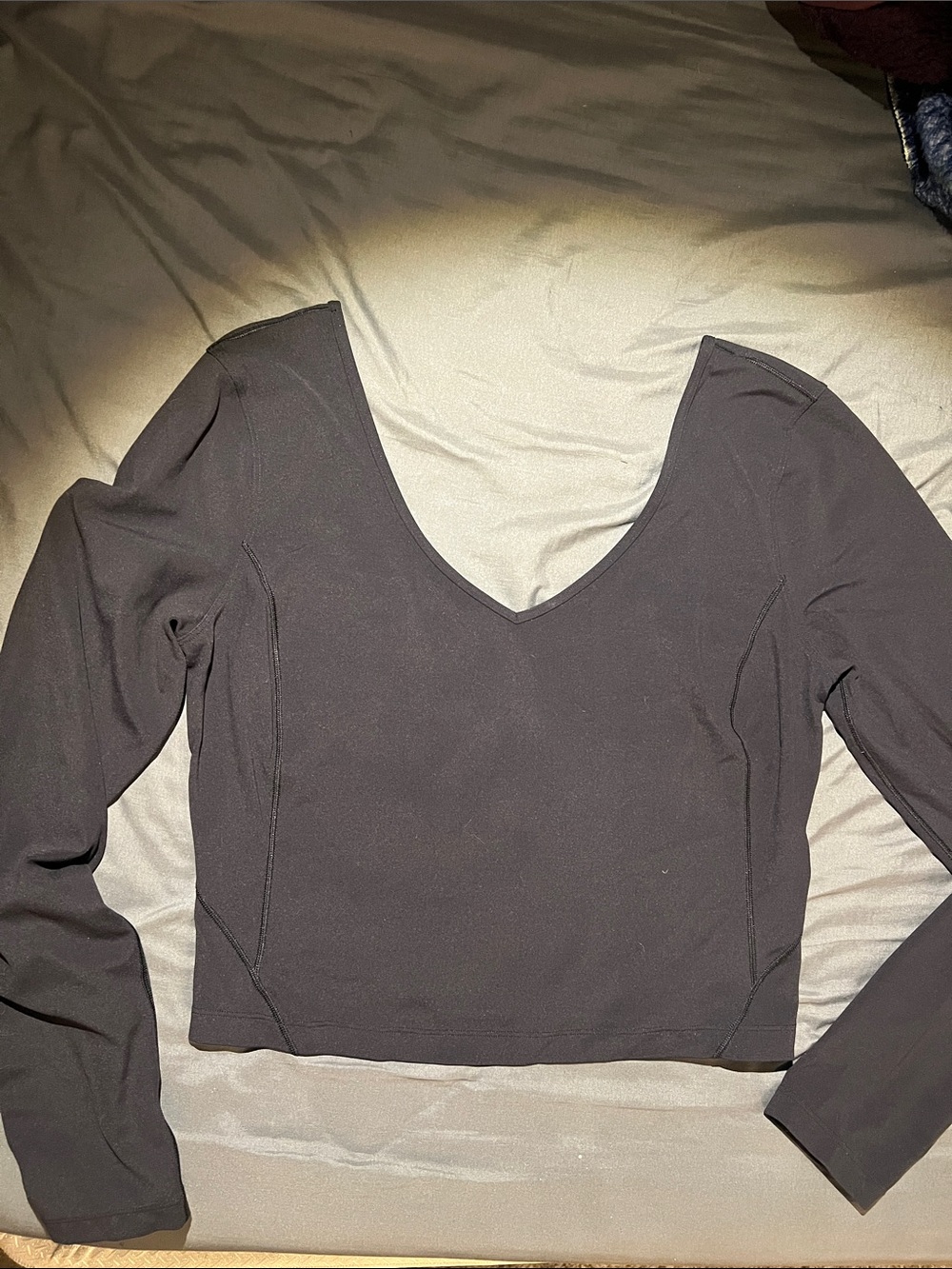 lululemon athletica Black V neck Long Sleeve Crop Top